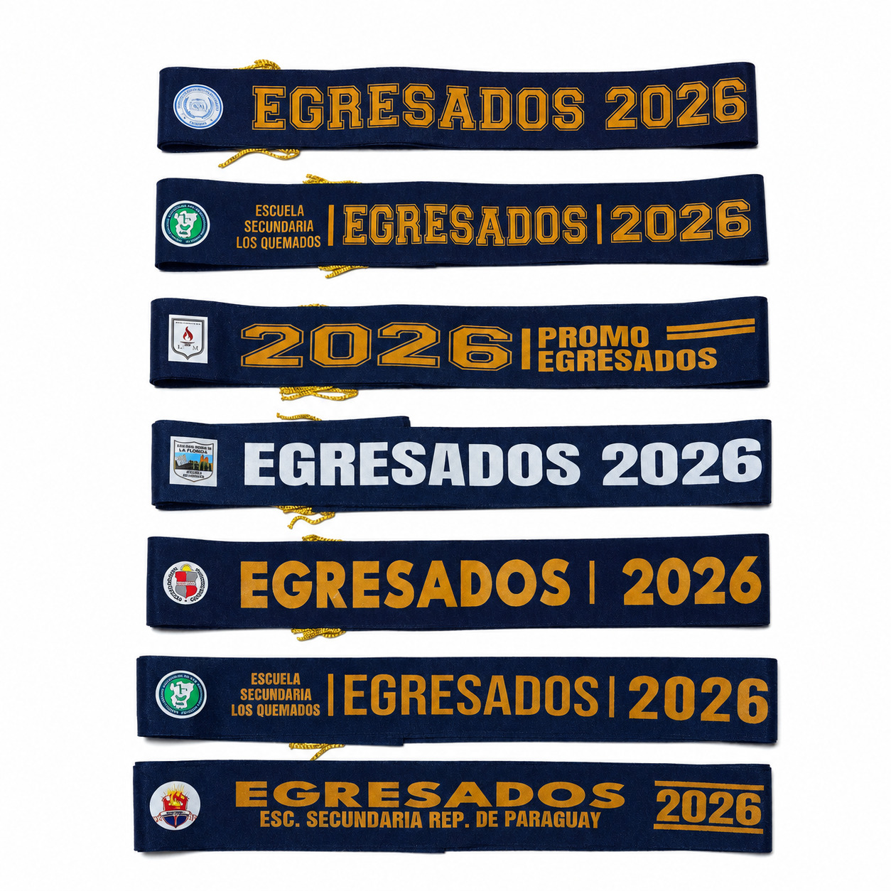 Modelos principales de bandas color personalizadas para egresados