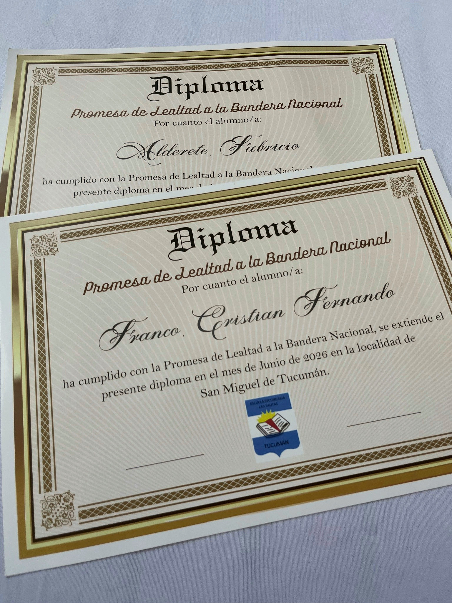 Conjunto de diplomas personalizados preparados para una institución